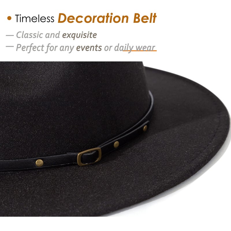 Lisianthus Women Belt Buckle Fedora Hat Black - Image 3